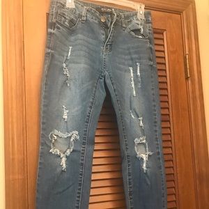 Destressed Medium Wash Skinny Jeans